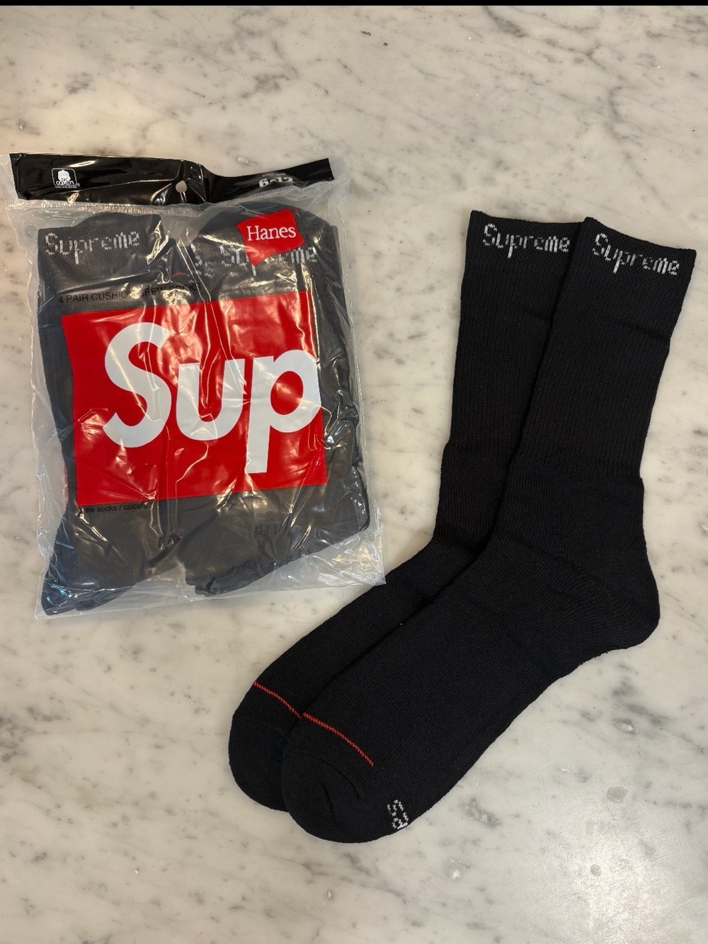 Supreme Black Athletic Crew Socks 1 Pair only